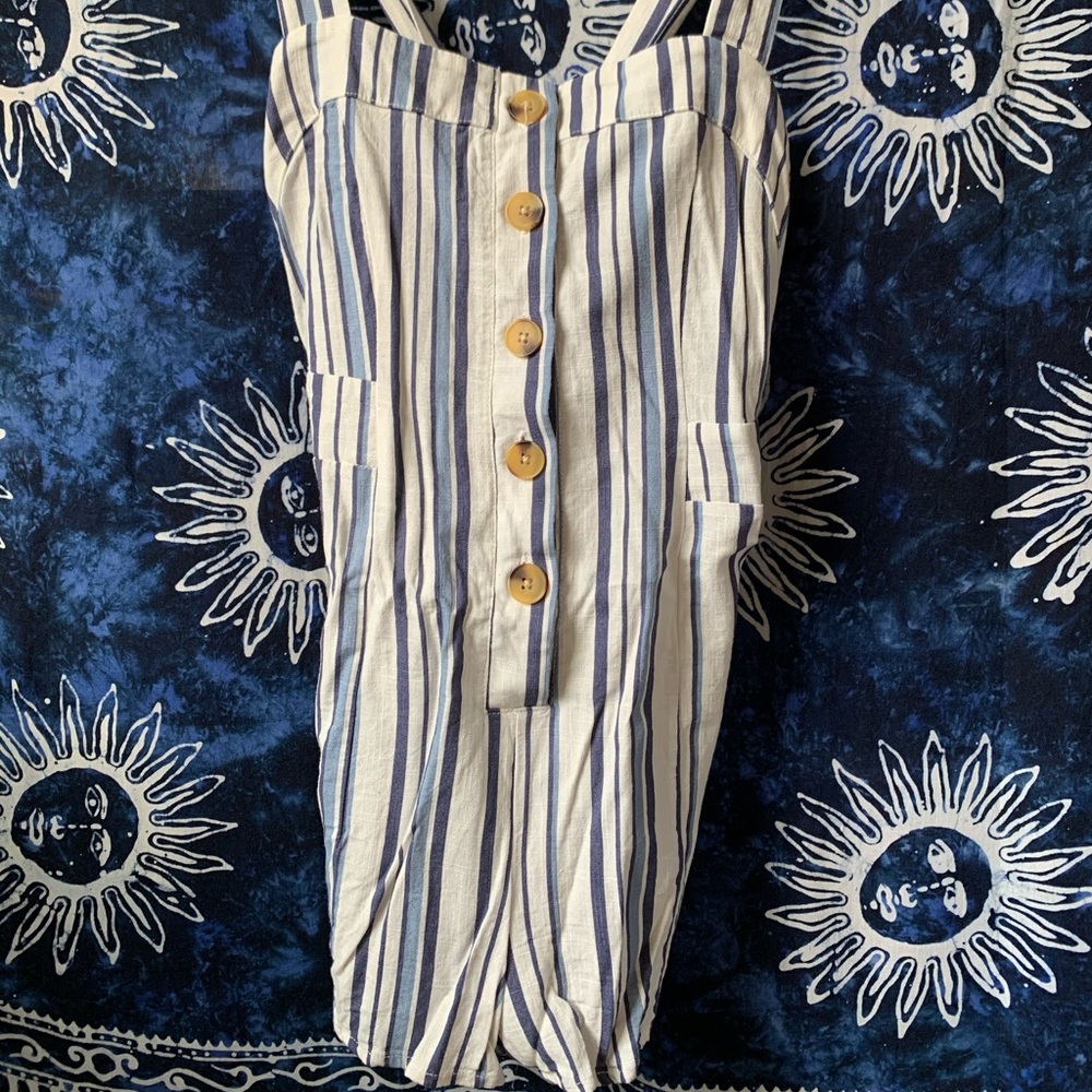 Blue striped romper